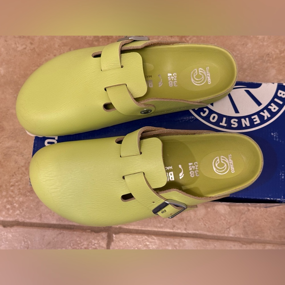 Birkenstock Lime Green Mules - Picture 10 of 16